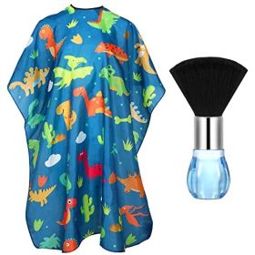 Children's Haircut Apron, Professional Hair Salon Cutting Apron, With Neck Cleaning Brush And Adjustable Buckle For Adults, Cartoon Dinosaur Patt (Option: Cartoon dinosaur pattern)